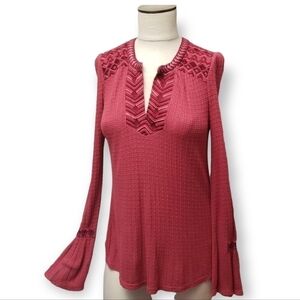 Lucky Brand waffle knit thermal embroidered Size XS